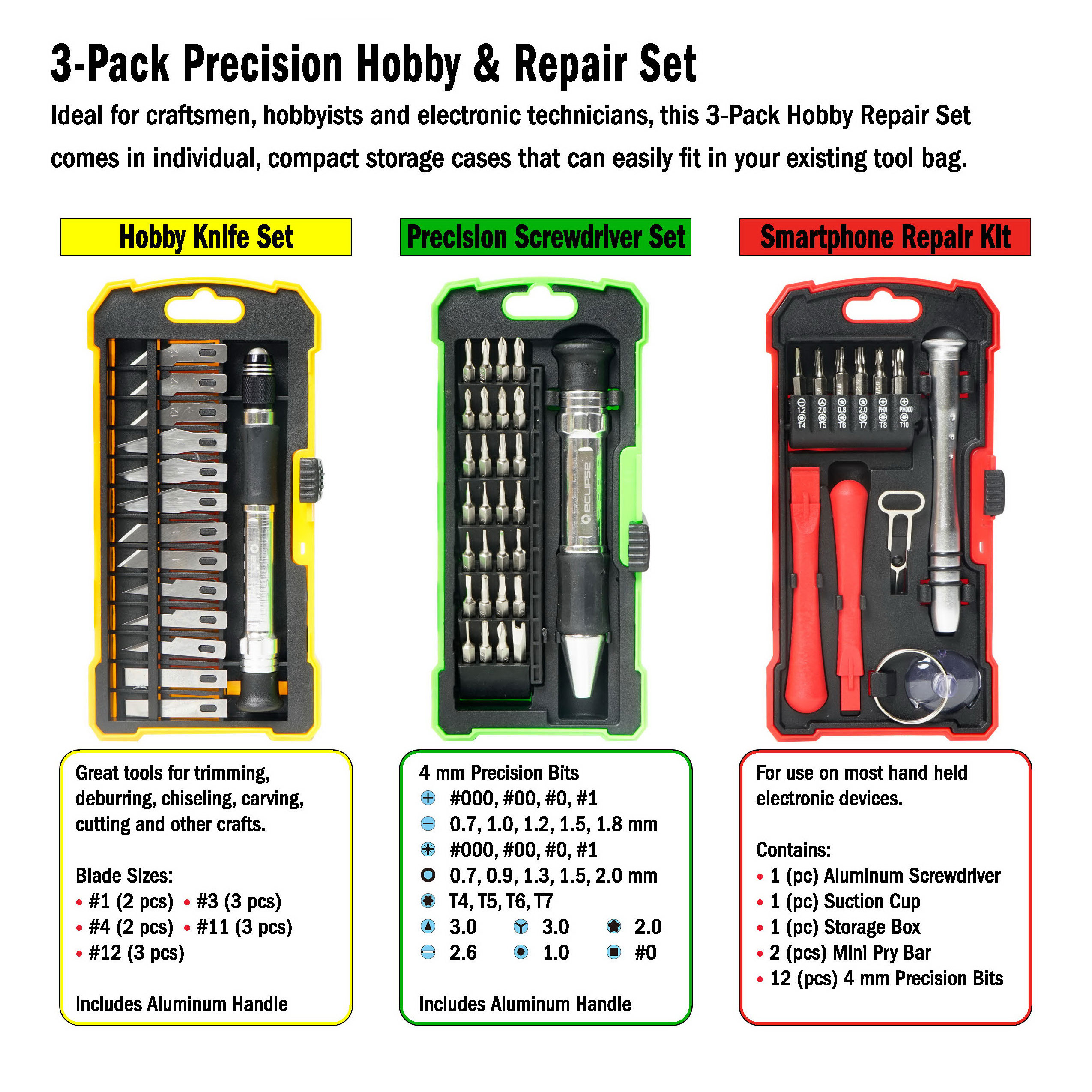 Smart Phone repair, Precision Screw driver, Hobby Knife kits
