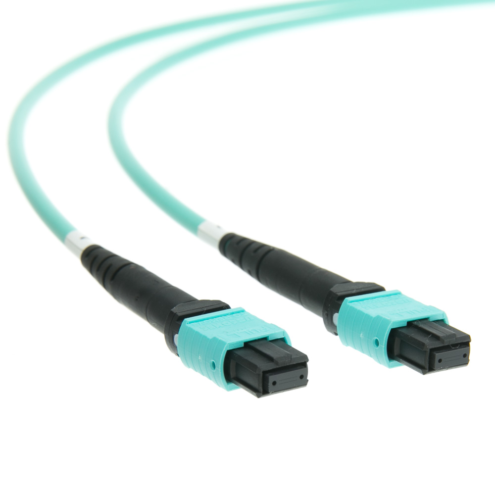 MPO Male to MPO Female Fiber Patch Cable 24 Fibers OM3 50/125 Multimode Trunk Cable 20m Type B 
