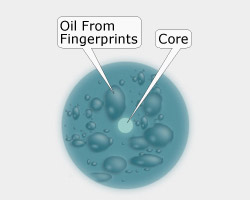 Scale of Fingerprint Oil on Fiber Cross-Section<