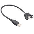 10U2-24101 - USB 2.0 Panel Mount Extension Cable, Type A Male to Panel Mount  Female, Black, 1 Foot