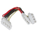 11W3-01208 - 4 Pin Molex Power Y Cable, 5.25 inch Male to Dual 5.25 inch Female, 8 inch