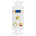 301-4001 - Decora Wall Plate Insert, White, 1 VGA Coupler and 3 RCA Couplers (Red/White/Yellow), HD15 Female and RCA Female