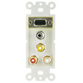 301-5000 - Decora Wall Plate Insert, White, with 1 VGA, 3.5mm Stereo and 3 RCA (Red/White/Yellow) Female Couplers