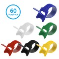 30CT-10004 - 4 inch Hook and Loop Wrap Strap.  60Pc/Pack. 10 each black, blue, green,, red, white, and yellow