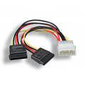 31SA-006P - LP4 5.25 Male to SATA 15-Pin Female x 2 Internal Computer Power Adapter Y Cable, 6in