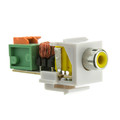 324-410YL - Keystone Insert, White, RCA Female to Balun over twisted pair (Yellow RCA), Working Distance 350 foot