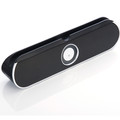 60PS-90000 - Portable Bluetooth and 3.5mm input speaker with kickstand and slot to hold phone or tablet.