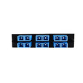 68F3-01060 - LGX Compatible Adapter Plate featuring a Bank of 6 Singlemode Duplex SC Connectors in Blue for OS1 and OS2 applications, Black Powder Coat