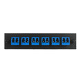 68F3-01160 - LGX Compatible Adapter Plate featuring a Bank of 6 Singlemode Duplex LC Connectors in Blue for OS1 and OS2 applications, Black Powder Coat