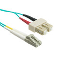 LCSC-31002 - LC/UPC to SC/UPC OM3 Duplex 2.0mm Fiber Optic Patch Cord, OFNR, Multimode 50/125, Aqua Jacket, Beige Connector, 2 meter (6.6 ft)