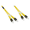 STST-01201 - ST/UPC OS2 Duplex 2.0mm Fiber Optic Patch Cord, OFNR, Singlemode 9/125, Yellow Jacket, 1 meter (3.3 ft)