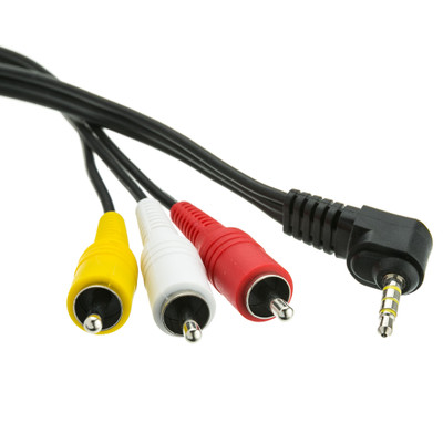 Camcorder Cable, 3.5mm Male to RCA A/V, 3 foot - Part Number: 10A1-04103