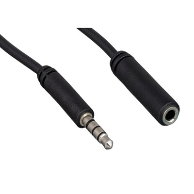 3.5mm Stereo + Mic Extension Cable, 3.5mm TRRS Male to 3.5mm Female, TRRS Mic Cable 6 foot - Part Number: 10A1-40206