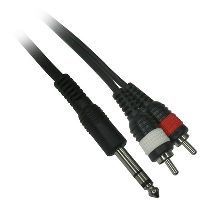 1/4 inch Stereo Male (TRS) to dual RCA male(left and right channel), 15 foot - Part Number: 10A1-64115
