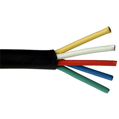 Mini RG59/U Cable, Black, 25/5 (25 AWG 5 Conductor), Solid Bare Copper, Spool, 250 foot - Part Number: 10B2-050250