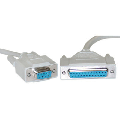 Null Modem Cable, DB9 Female to DB25 Female,  8 Conductor, 10 foot - Part Number: 10D1-21410