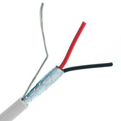 Shielded Plenum Security Cable, White, 16/2 (16 AWG 2 Conductor), Stranded, CMP, Spool, 1000 foot - Part Number: 11K6-52912MH