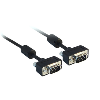 Slim SVGA Cable with Ferrites, Black, HD15 Male, Coaxial Construction, 32 AWG, 3 foot - Part Number: 10H1-11103