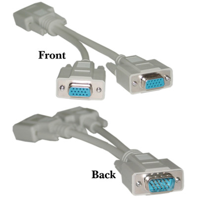 VGA Y Cable, Low Resolution, HD15 Male to 2 x HD15 Female, 8 inch - Part Number: 10H1-27708