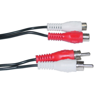 RCA Stereo Audio Extension Cable, 2 RCA Male to 2 RCA Female, 12 foot - Part Number: 10R1-02212