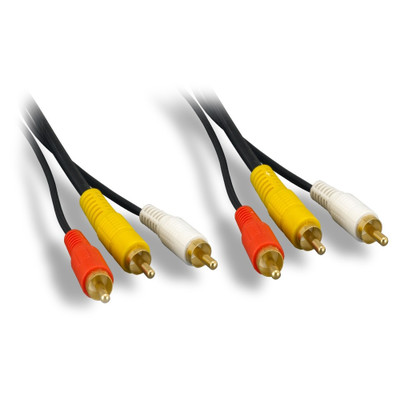RCA Audio / Video Cable, 3 RCA Male, gold plated connectors, 25 foot - Part Number: 10R1-03125G
