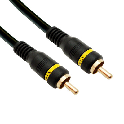 High Quality Composite Video Cable, RCA Male, Gold-plated Connectors, 25 foot - Part Number: 10R2-01125