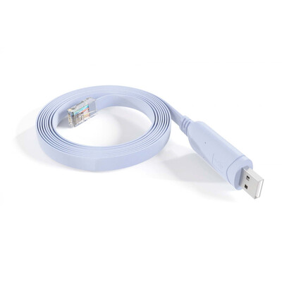 USB 2.0 Type A Male to RJ45 Male 8P8C Flat Console Cable, Periwinkle Blue, 6 Foot - Part Number: 10U2-88106