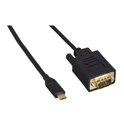 USB 3.2 Gen 1x1 Type C Male To VGA Male Video Adapter Cable, Black, 3 foot - Part Number: 10U3-62403