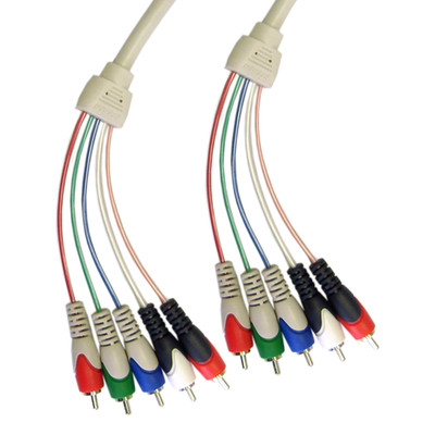 RCA Component Video With Audio Cable, 3 RCA Male (RGB) and 2 RCA Male (Audio), 6 foot - Part Number: 10V2-13106