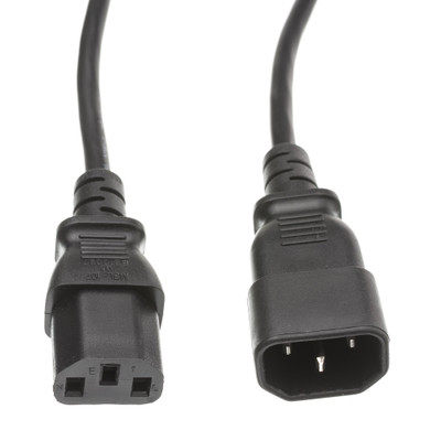 Computer / Monitor Power Extension Cord, Black, C13 to C14, 10 Amp, 12 foot - Part Number: 10W1-02212