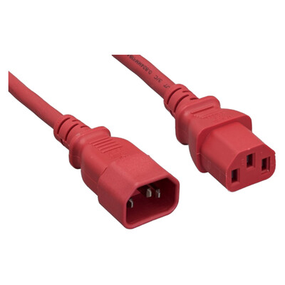 Computer / Monitor Power Extension Cord, Red, C13 to C14, 10 Amp, 4 foot - Part Number: 10W1-02204RD