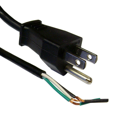 NEMA 5-15P to Standard ROJ Power Cord, Black, 18/3 (18AWG 3 Conductor) SVT, 10 Amp / 125 Volt, 6 foot - Part Number: 10W1-10106