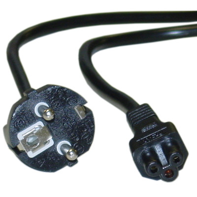 European Notebook/Laptop Power Cord, Europlug or CE 7/7 to C5, Polarized, VDE Approved, 6 foot - Part Number: 10W1-15306