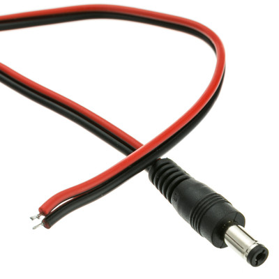 DC Power Plug to 22AWG Bare Wire, DC Male to Open Ends, 1 foot - Part Number: 10W1-42101