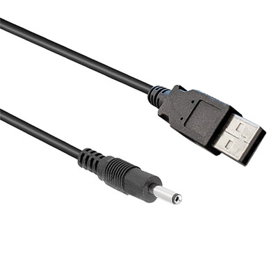 USB 2.0 A Male to DC Plug (3.5mm x 1.35mm) Power Cable, 3 foot, Black - Part Number: 10W1-43103