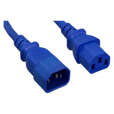 Computer / Monitor Power Extension Cord, Blue, C13 to C14, 14AWG,15 Amp, 6 foot - Part Number: 10W2-02206BL