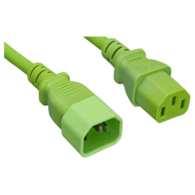 Computer / Monitor Power Extension Cord, Green, C13 to C14, 14AWG,15 Amp, 6 foot - Part Number: 10W2-02206GN