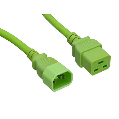 Power Cord, C14 to C19, 14 AWG,15 Amp, Green, 4 foot - Part Number: 10W2-32204GN