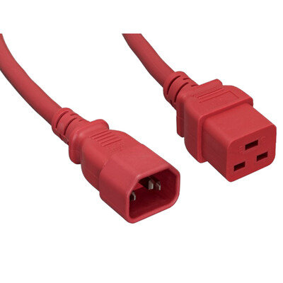 Power Cord, C14 to C19, 14 AWG,15 Amp, Red, 10 foot - Part Number: 10W2-32210RD