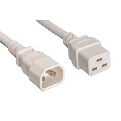 Power Cord, C14 to C19, 14 AWG,15 Amp, White, 8 foot - Part Number: 10W2-32208WH