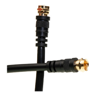 F-pin RG6 Coaxial Cable, Black, F-pin Male,  100 foot - Part Number: 10X4-011HD