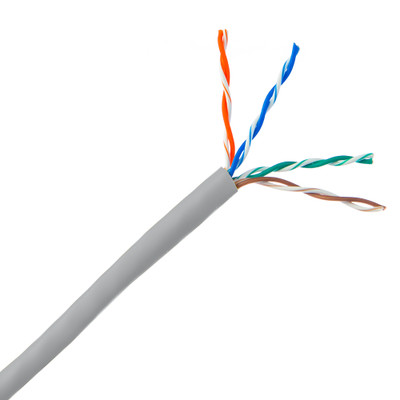 Cat5e Gray Copper Ethernet Cable, Stranded, UTP (Unshielded Twisted Pair), POE Compliant, Pullbox, 1000 foot - Part Number: 10X6-021SH