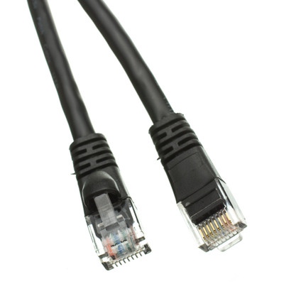 Cat5e Black Copper Ethernet Patch Cable, Snagless/Molded Boot, POE Compliant, 1 foot - Part Number: 10X6-02201