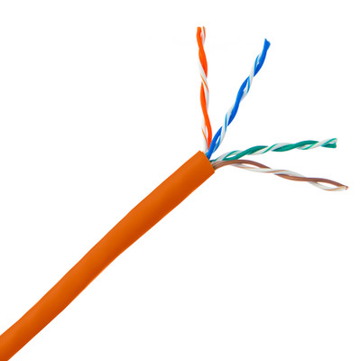 Plenum Cat6 Bulk Cable, Orange, Solid, UTP (Unshielded Twisted Pair), CMP, 23 AWG, Pullbox, UL listed, 1000 foot - Part Number: 11X8-031TH