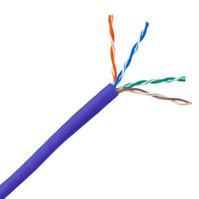 Cat5e Plenum Solid Copper Ethernet Cable, Purple, UTP (Unshielded Twisted Pair), CMP, 24 AWG, Pullbox, 1000 foot - Part Number: 11X6-041TH
