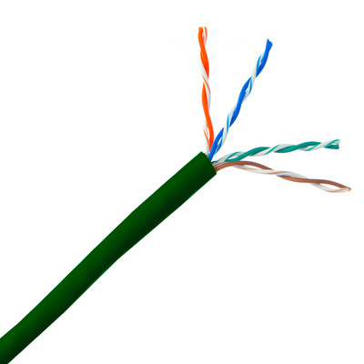 Cat5e Plenum Solid Copper Ethernet Cable, Green, UTP (Unshielded Twisted Pair), CMP, 24 AWG, Pullbox, 1000 foot - Part Number: 11X6-051TH