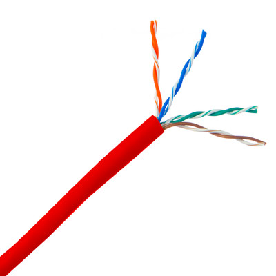 Plenum Cat6 Bulk Cable, Red, Solid, UTP (Unshielded Twisted Pair), CMP, 23 AWG, Pullbox, UL listed, 1000 foot - Part Number: 11X8-071TH