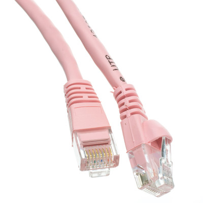 Cat5e Pink Copper Ethernet Patch Cable, Snagless/Molded Boot, POE Compliant, 100 foot - Part Number: 10X6-072HD