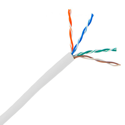 Plenum Cat6 Bulk Cable, White, Solid, UTP (Unshielded Twisted Pair), CMP, 23 AWG, Pullbox, UL listed, 1000 foot - Part Number: 11X8-091TH