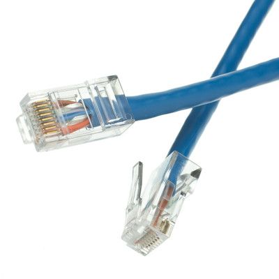 Cat5e Blue Copper Ethernet Patch Cable, Bootless, POE Compliant, 14 foot - Part Number: 10X6-16114
